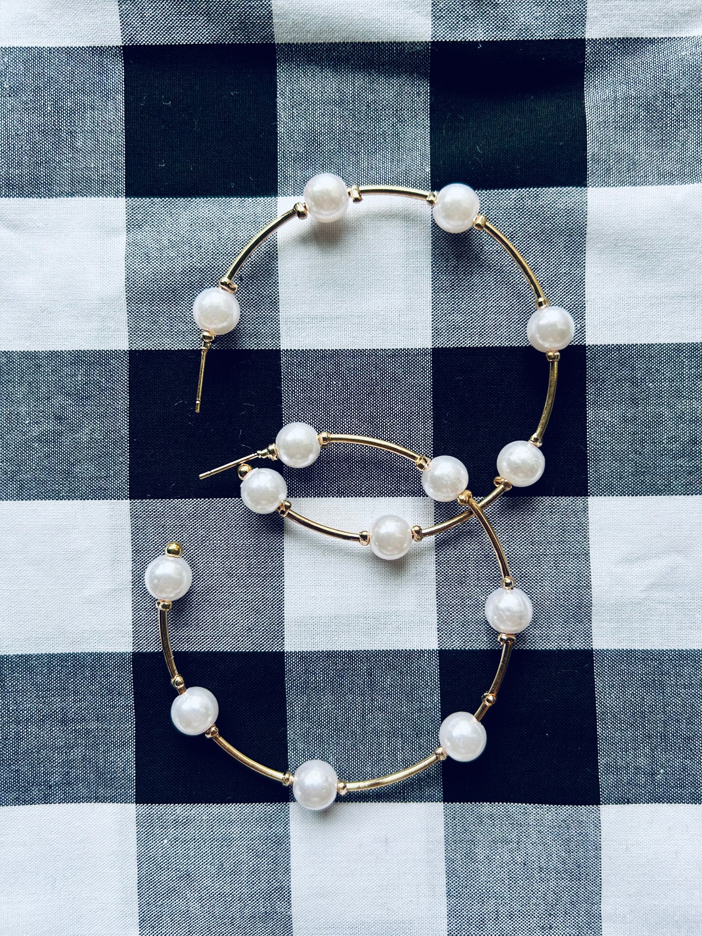 Spacious Pearl Hoops